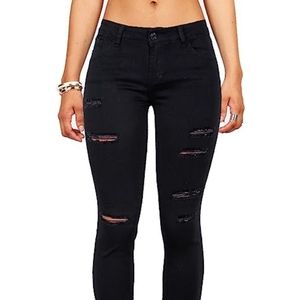 Mid rise black distressed skinny jeans jeggings medium